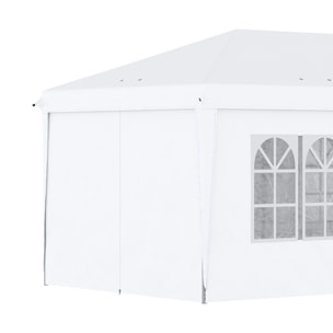 Tonnelle barnum pliant pop-up 5,85L x 2,95l x 2,7H m 6 parois latérales amovibles 4 fenêtres + sac de transport blanc