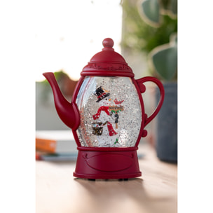 J-Line suspension Boule À Neige Bonhomme Théière - plastique - rouge - 2 pcs
