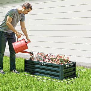 Juego de 2 Jardineras Exterior Grandes de Acero Galvanizado, Huertos Urbanos, Maceteros Exterior Elevados para Plantas, Flores, Terraza, Jardín, Resistente a la Intemperie, 110x50x30 cm Verde