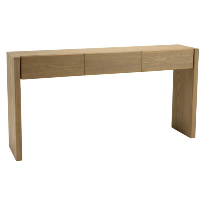 ELLA - Console L160 couleur naturelle 3 tiroirs design arrondi