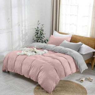 Parure Copripiumino Bicolore una Piazza e mezza, Set Sacco Copripiumino in Cotone con una Federa