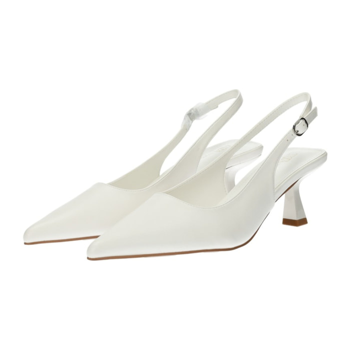 Décolleté sling back Donna Tata Italia Bianco