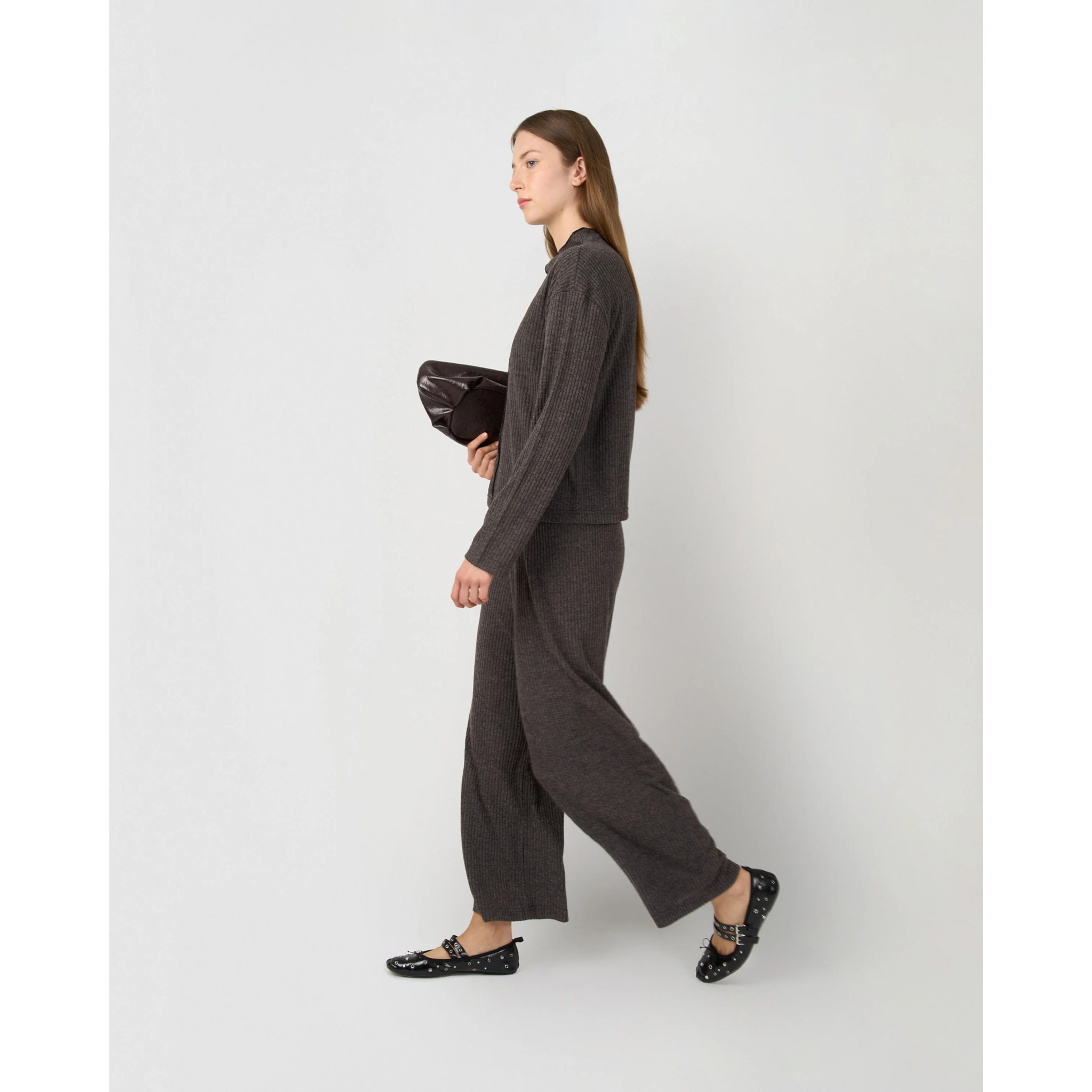 Set maglia pantaloni a coste grigio marengo