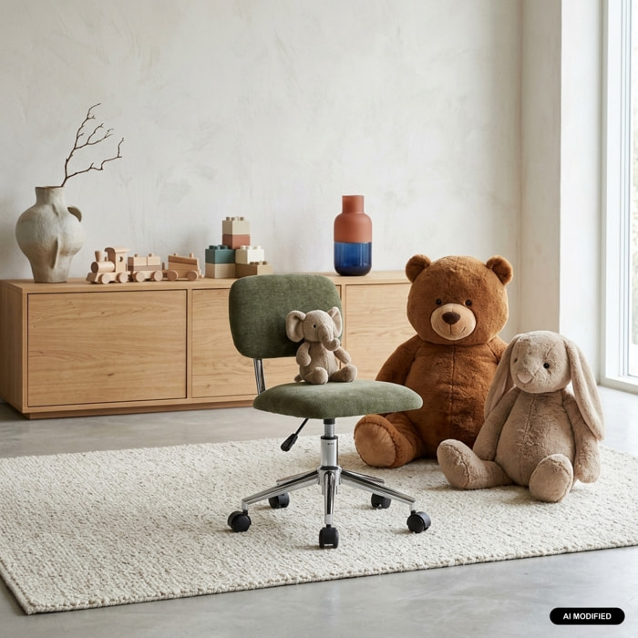 Chaise de bureau enfant à roulettes ajustable tissu chenille AMORY KID