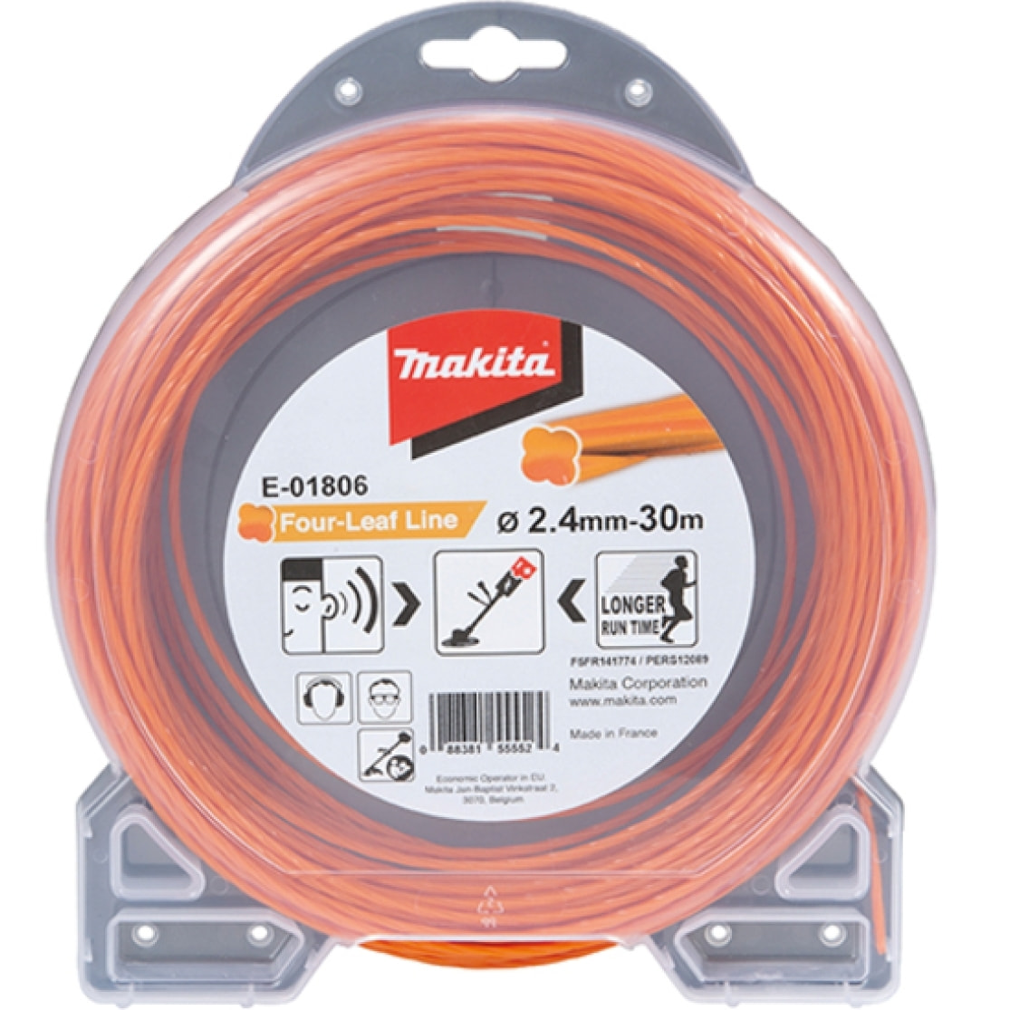 Fil nylon Trèfle torsadé MAKITA 2,4 mm x 30 m - E-01806