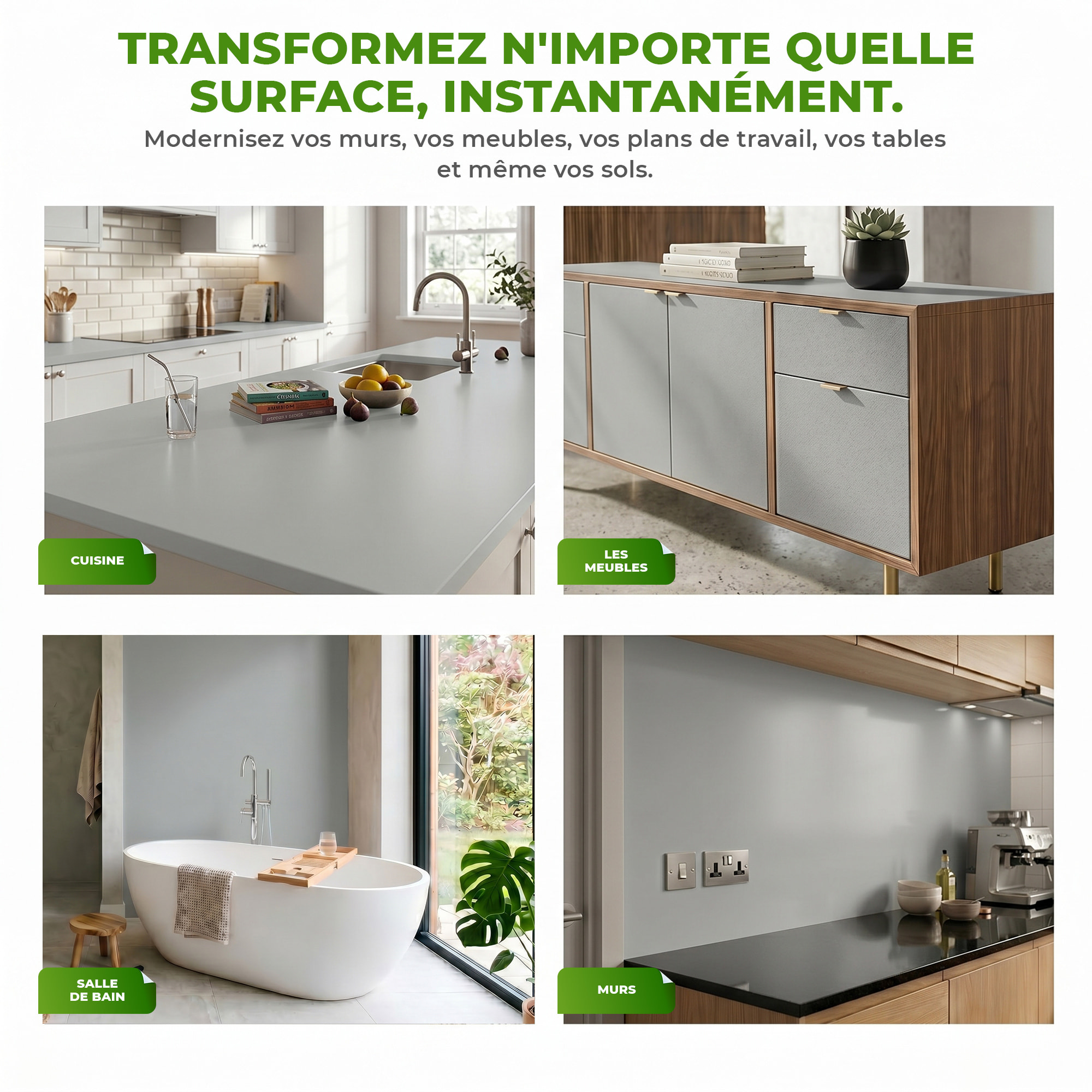 Rouleau adhésif décoratif Vinyle au Mètre - Gris clair - Sticker Lavable Imperméable Mur Cuisine Meubles