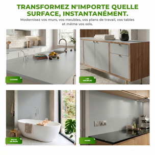 Rouleau adhésif décoratif Vinyle au Mètre - Gris clair - Sticker Lavable Imperméable Mur Cuisine Meubles