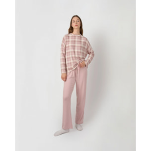 Pijama largo secret cuadro elune rosa