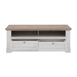 Meuble TV en bois effet chêne clair blanchi L145cm - ILONA