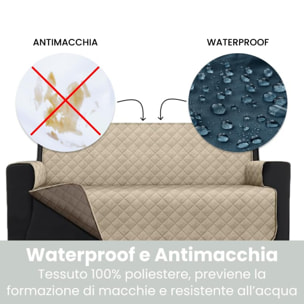INTRECCI Copridivano 2 Posti, Copridivano con Braccioli, Antimacchina, Elasticizzato, Telo Copridivano, Double Face, Impermeabile, Protegge da Macchie e Sporco, Facile da Lavare.