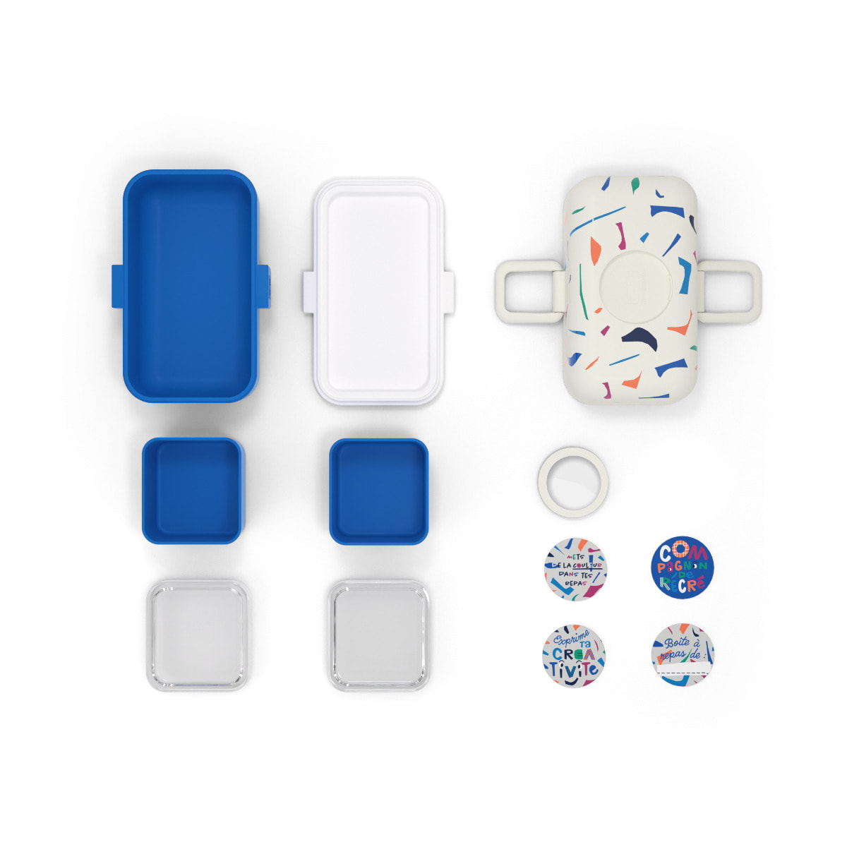 Lunch box à compartiments pour enfant Tresor 800ml Catimini Bleu Terrazzo