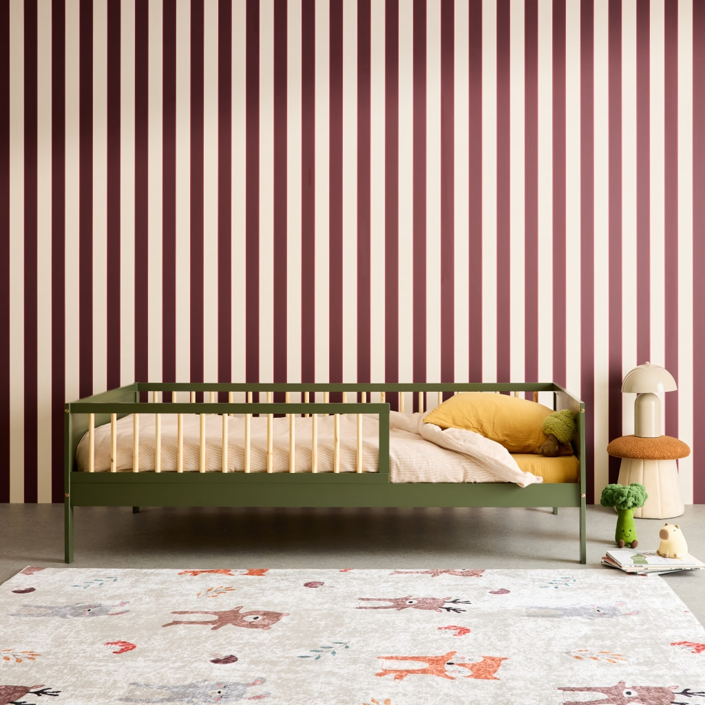 Lit enfant 90 x 190 cm pin naturel sommier à lattes inclus ELIO