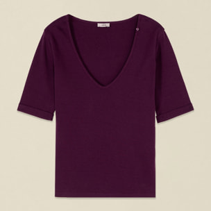 Oltre - T-shirt con scollo a V e maniche slim - Viola