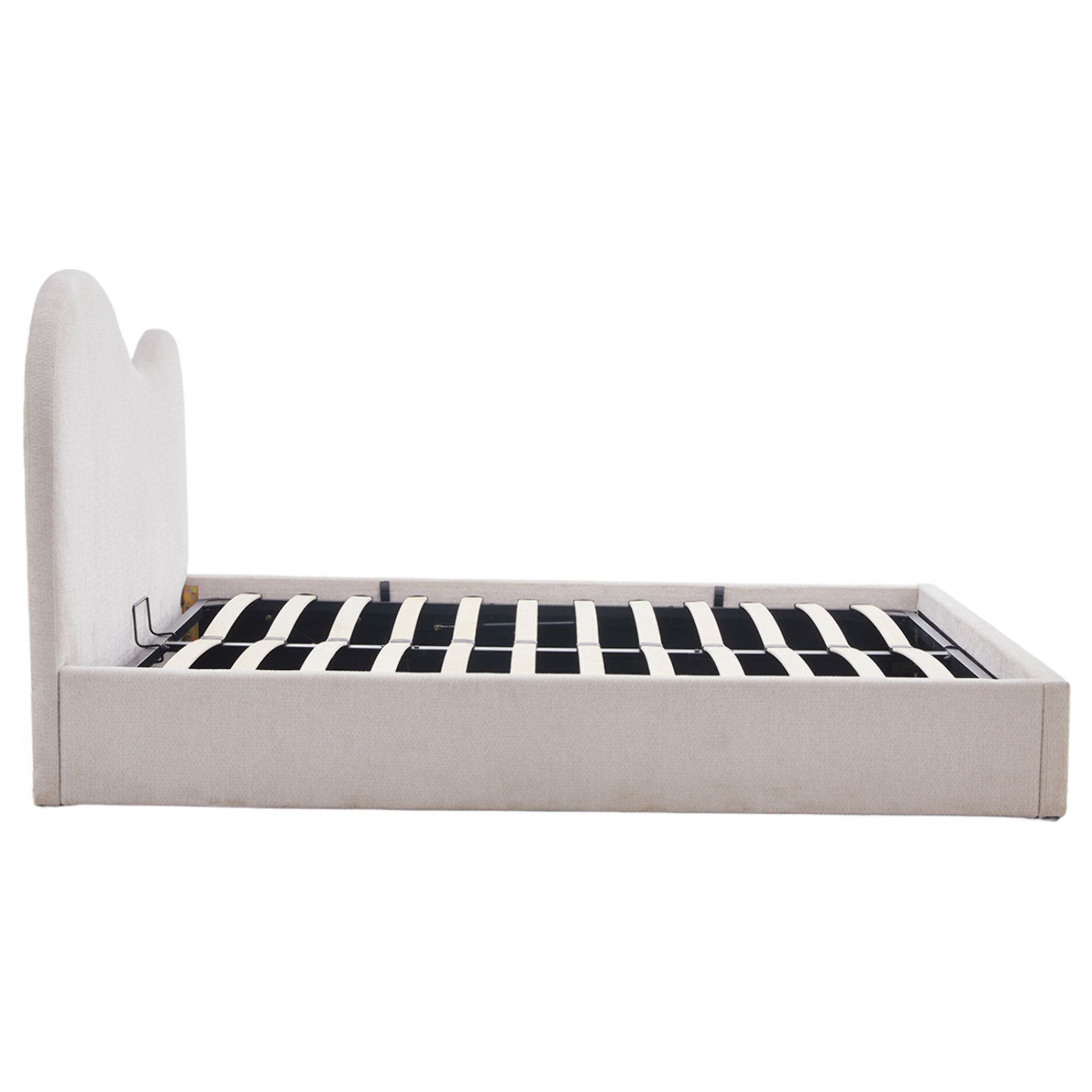 Lucas - lit coffre - 160x200 cm - en velours texturé - Beige