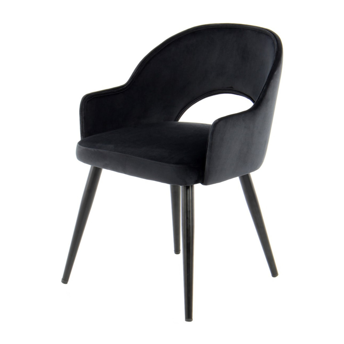 Set di 2 sedie Joris in velluto blu con gambe nere