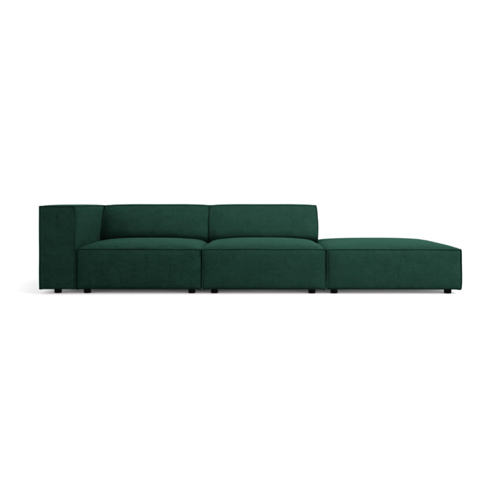 Canapé droit "Arendal" 4 places en chenille avec un effet côtelé vert bouteille