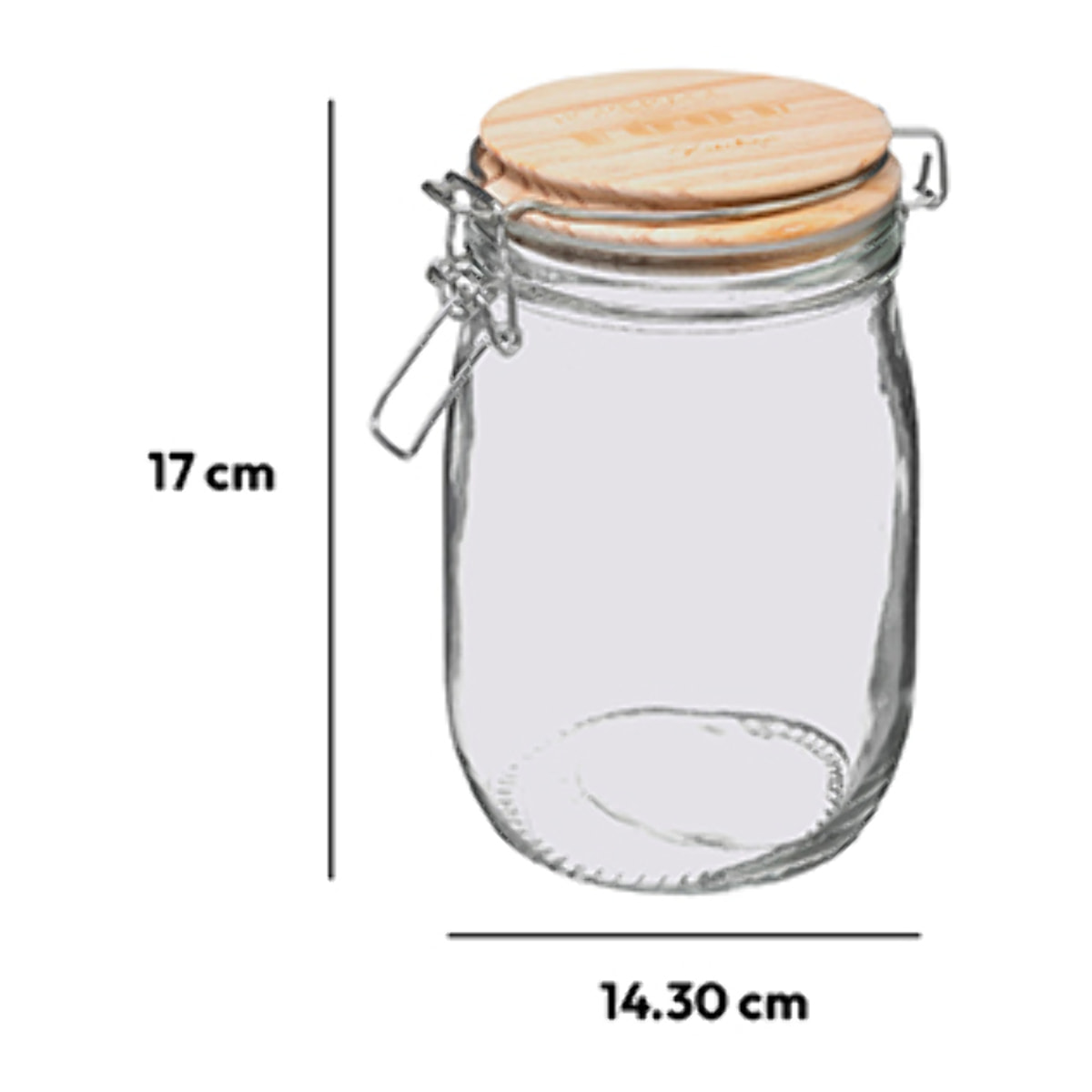 Bocal verre couvercle pin 1L Wording