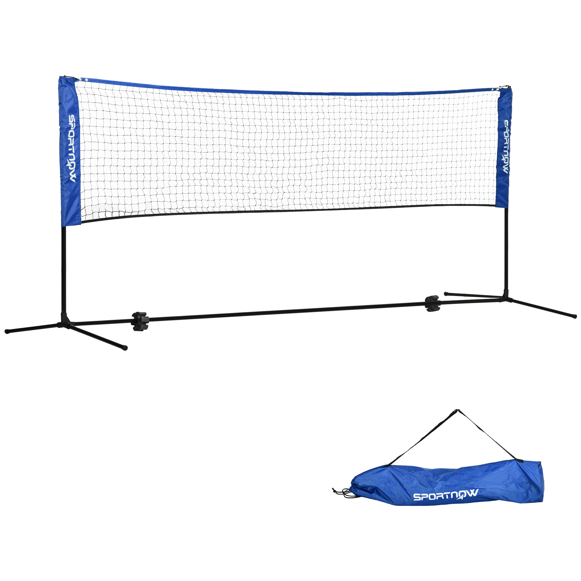Filet de badminton volley-ball - hauteur réglable 107-155 cm - structure métal, sac de transport inclus - noir bleu