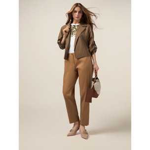 Oltre - Pantalones chinos de raso de algodón - Marrón