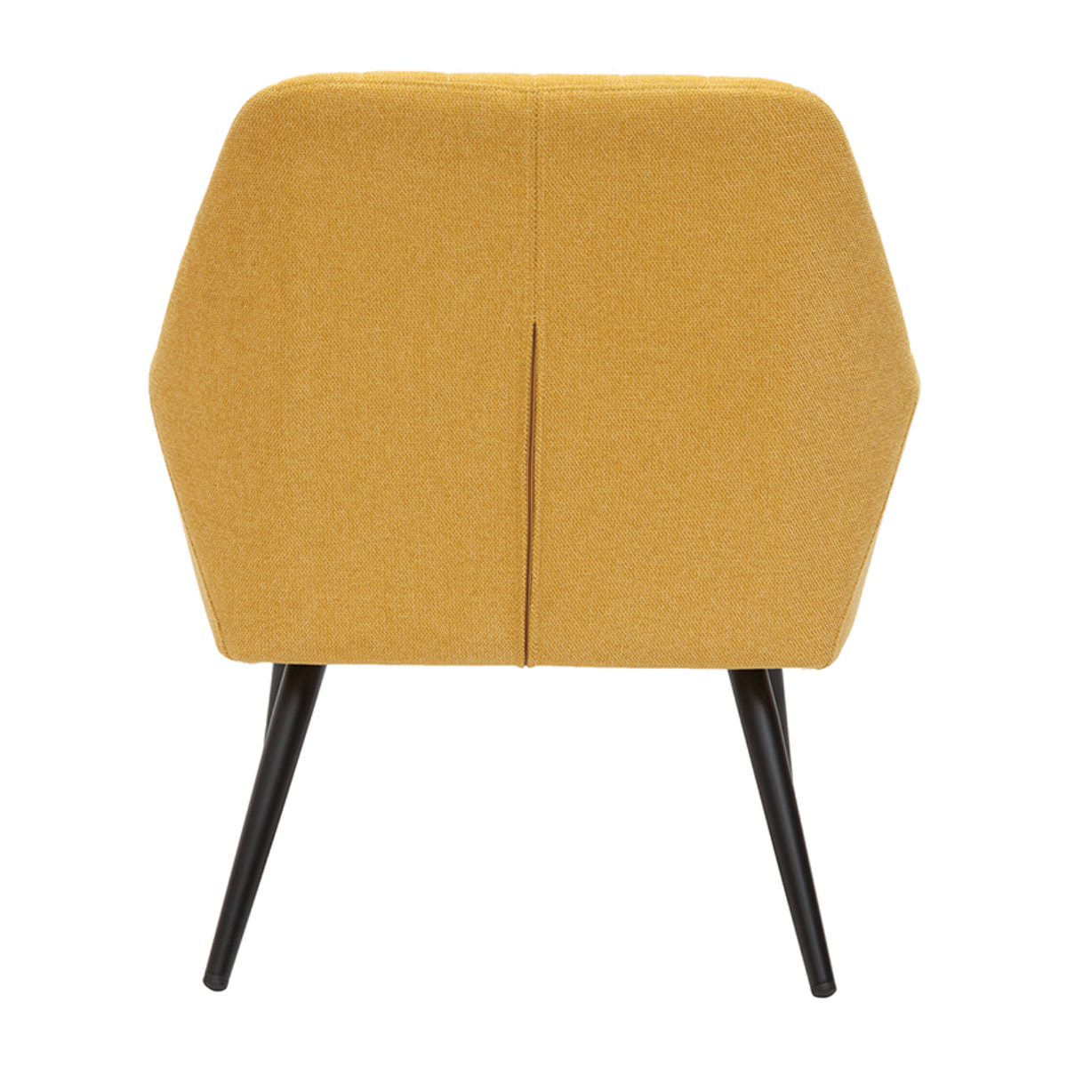 Fauteuil design en tissu effet velours texturé jaune moutarde et métal noir GASTON