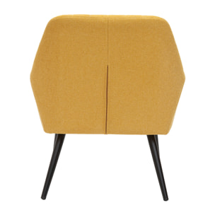 Fauteuil design en tissu effet velours texturé jaune moutarde et métal noir GASTON