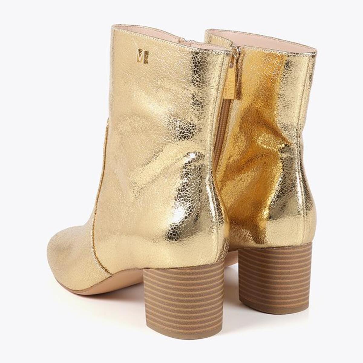 Stivaletto Metallizzato con Tacco Effetto Legno