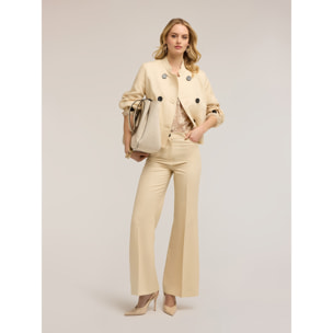 Motivi - Pantalones flare de mezcla de lino - Beige