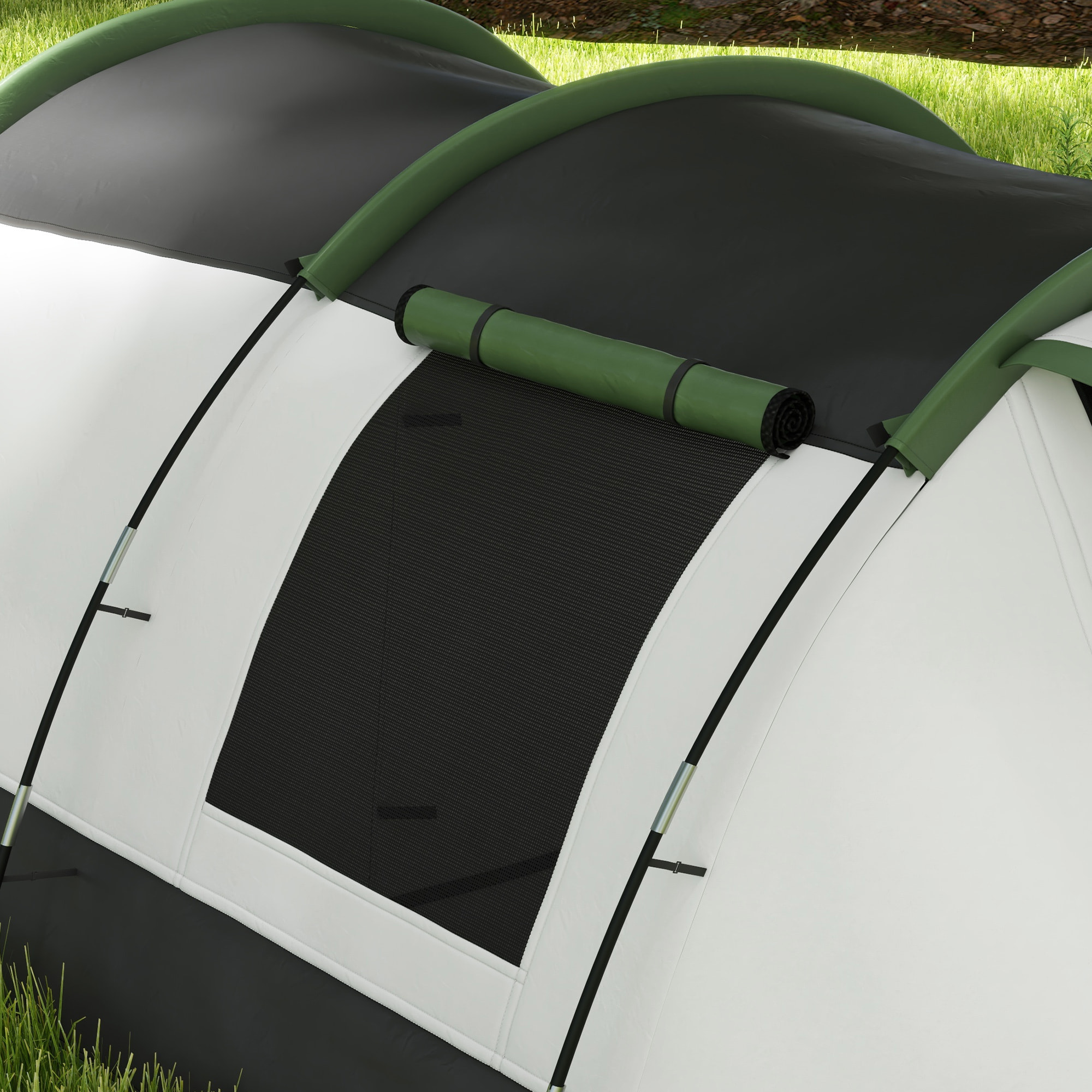 Tente de camping familiale 3-4 pers. - tente tunnel porche étanche 2000 mm - sac de transport inclus - gris
