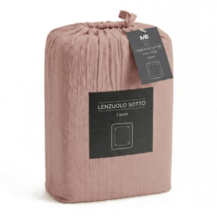LENZUOLO SOTTO WATERWASHED, con angoli, 100% Microfibra, No Stiro - ROSA ANTICO