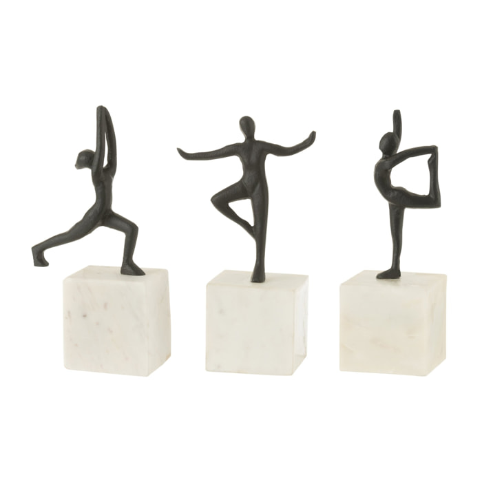 J-Line décoration Statue Gymnastique - aluminium/marbre - noir/blanc - 3 pcs