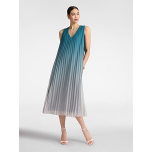 Elena Mirò - Vestido largo plisado - Green Water