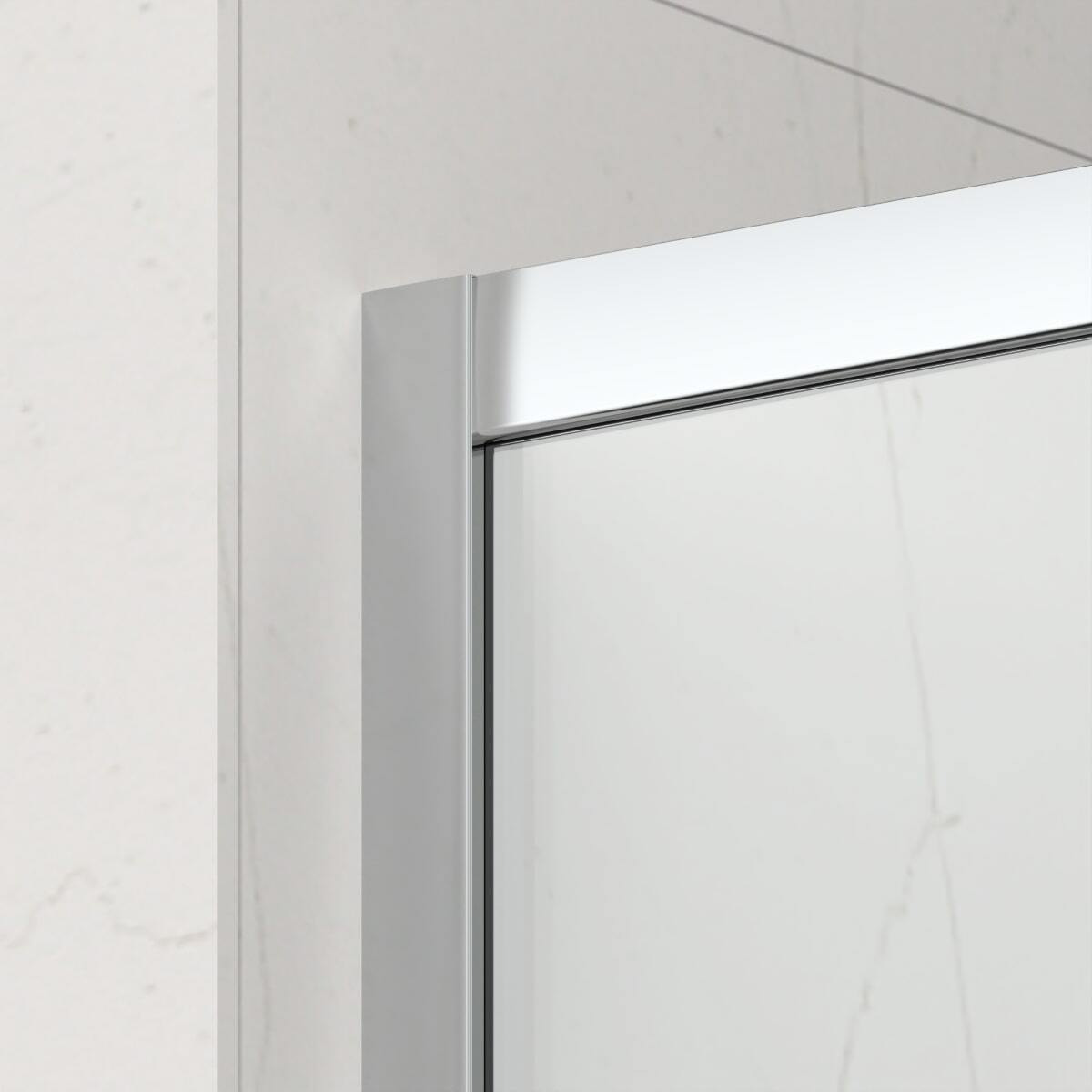 TEX BB ensemble porte coulissante/paroi 100x100cm anticalcaire avec profilés chrome brillant (TEXDBB100S100-SET)