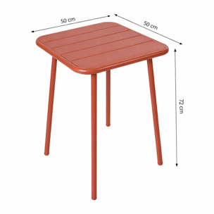 Ensemble table de jardin carrée 50cm et 2 chaises terracotta EVORA