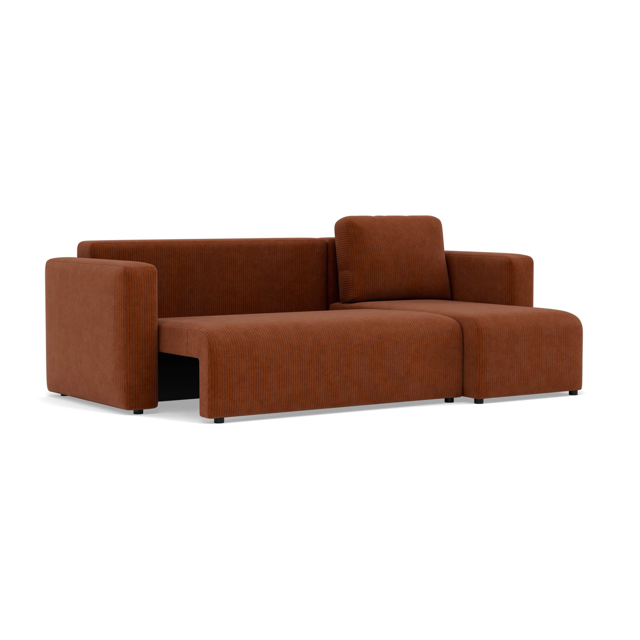 Canopy - canapé d'angle réversible 4 places convertible avec coffre en velours côtelé - Terracotta