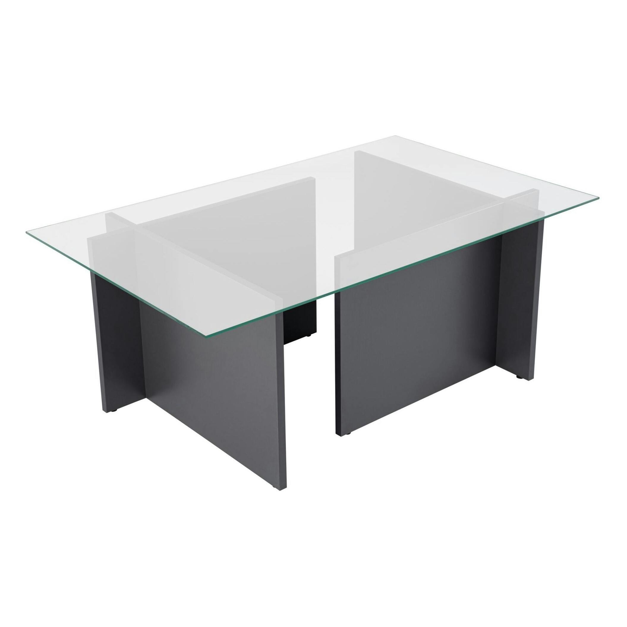 Table basse verre déstructurée – anthracite, H. 40 cm SALTA