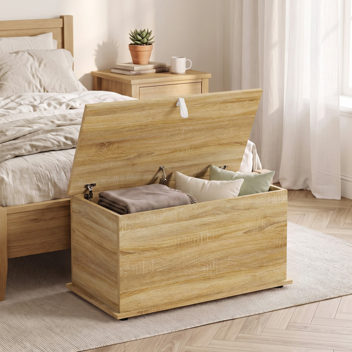Coffre malle de rangement coffre à jouets dim. 80L x 40l x 45H cm effet bois clair