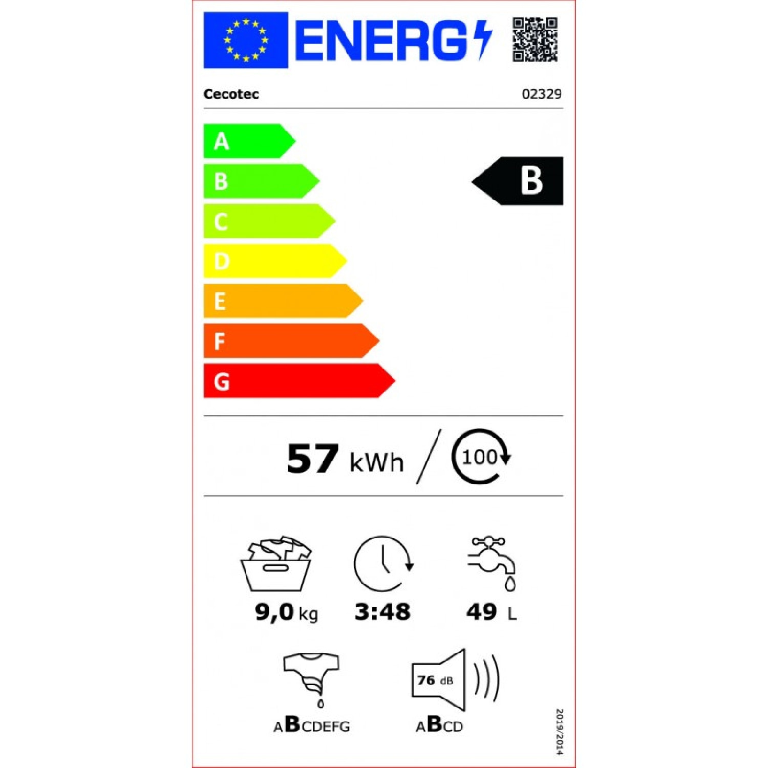 Cecotec Lavadora 9 Kg Carga Frontal Bolero DressCode 9400 Inverter. 1400 rpm 200