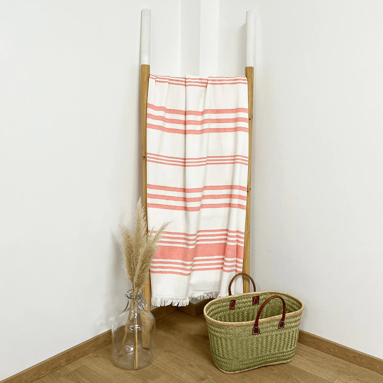 Fouta doublée éponge - Karabuk Mandarine - 90x160cm - 400g/m²