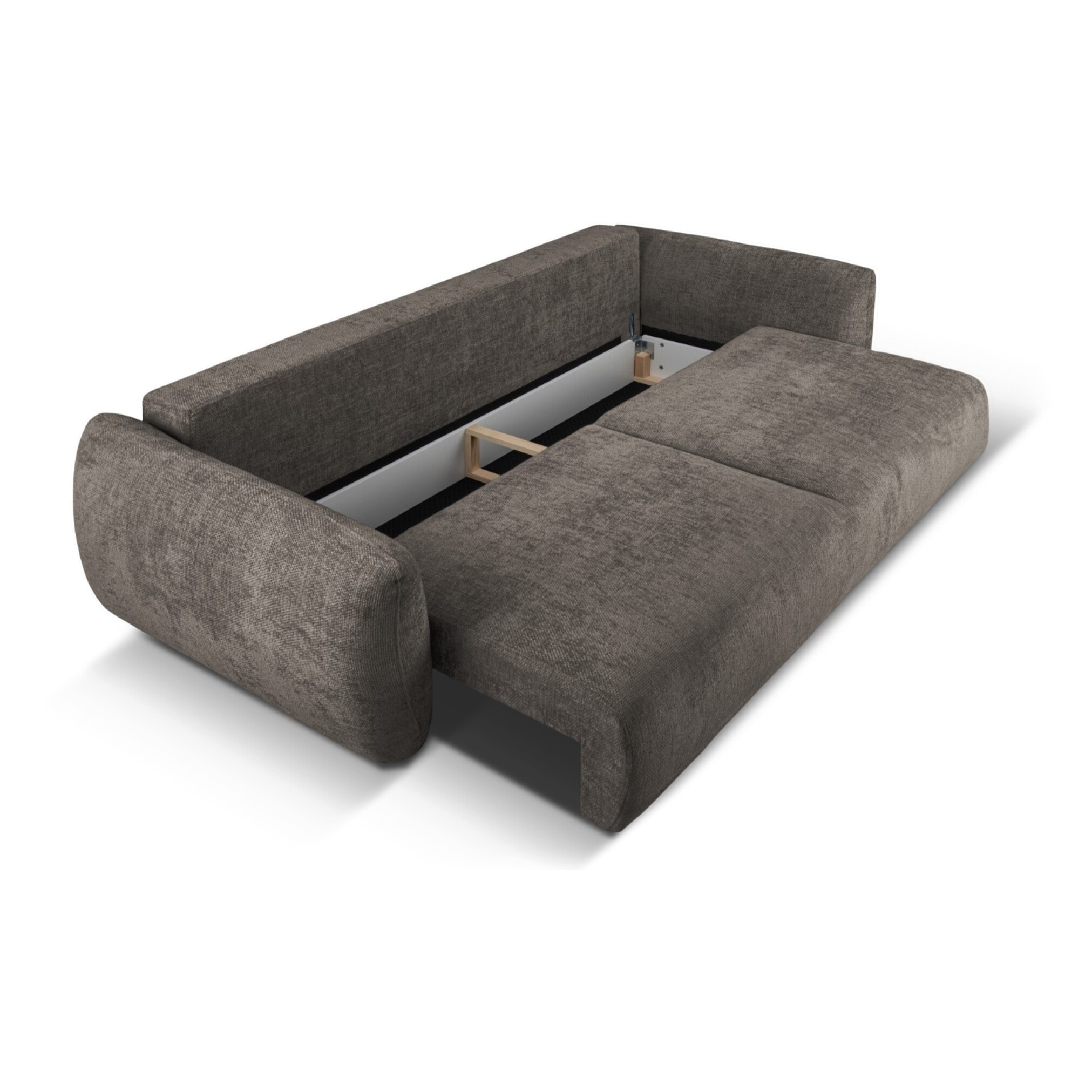Canapé convertible avec coffre de rangement "Matera" 3 places en chenille gris