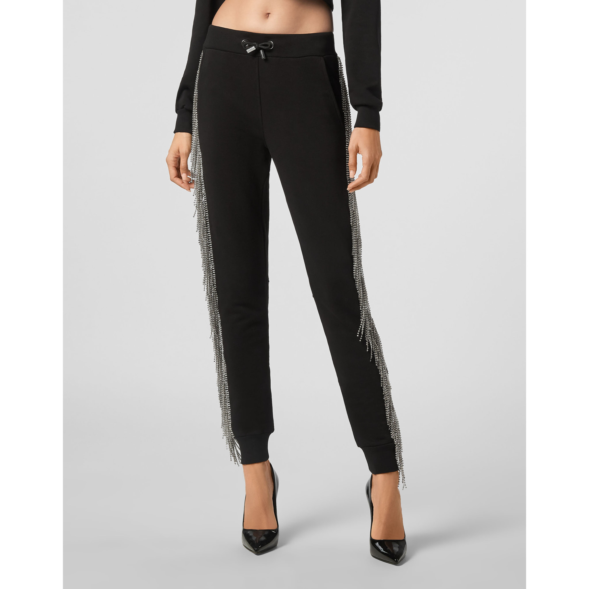 PHILIPP PLEIN Jogging Trousers Silver Fringe
