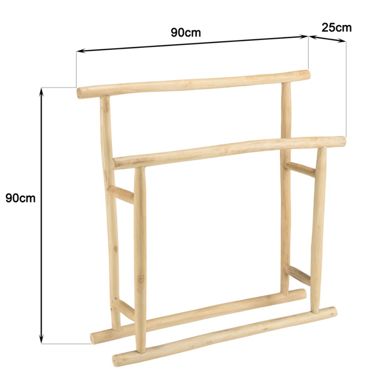 WILL - Porte-serviettes double portant en bois de teck naturel