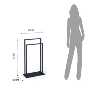 Porte-serviettes colonne Tomasucci EMORI, en acier, noir, 45 × 20 × 81 cm
