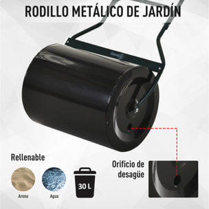 Rodillo de Césped Jardín Acero 30L Llena Agua Arena 32x40cm Asa Desmontable