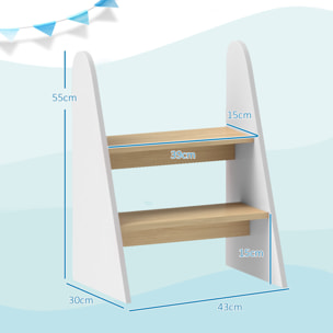 Taburete para Niños de 2 Peldaños Torre de Aprendizaje Escalera para Niños de +3 Años para Baño Cocina Librería Dormitorio Blanco