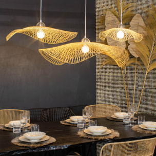 Suspension en bambou tressé 55cm CARAVELLE