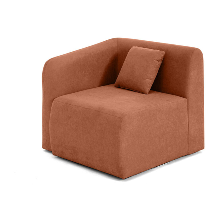 Ikare - module d'assise d'angle gauche - en tissu - Terracotta