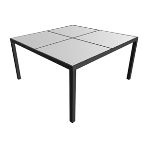 Salon de jardin CAGLIARI en textilène gris 8 places - aluminium anthracite