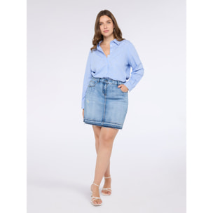 Fiorella Rubino - Camicia in cotone con ricamo a rombi - Azzurro