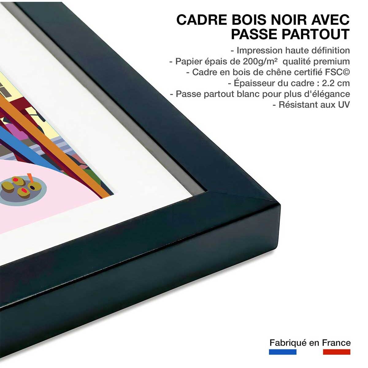 Affiche Chamonix Mont Blanc Affiche sous cadre noir