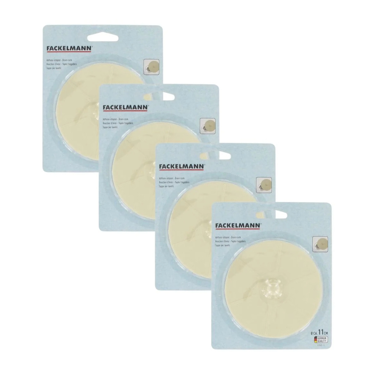 Lot de 4 bouchons d'évier en caoutchouc 11 cm Fackelmann Tecno